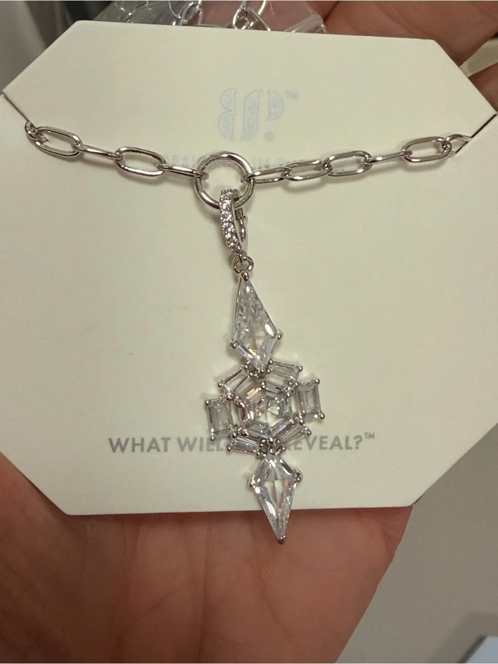 Silver Crystal Drop Necklace BP NWT “Kaleidoscope Wonder”